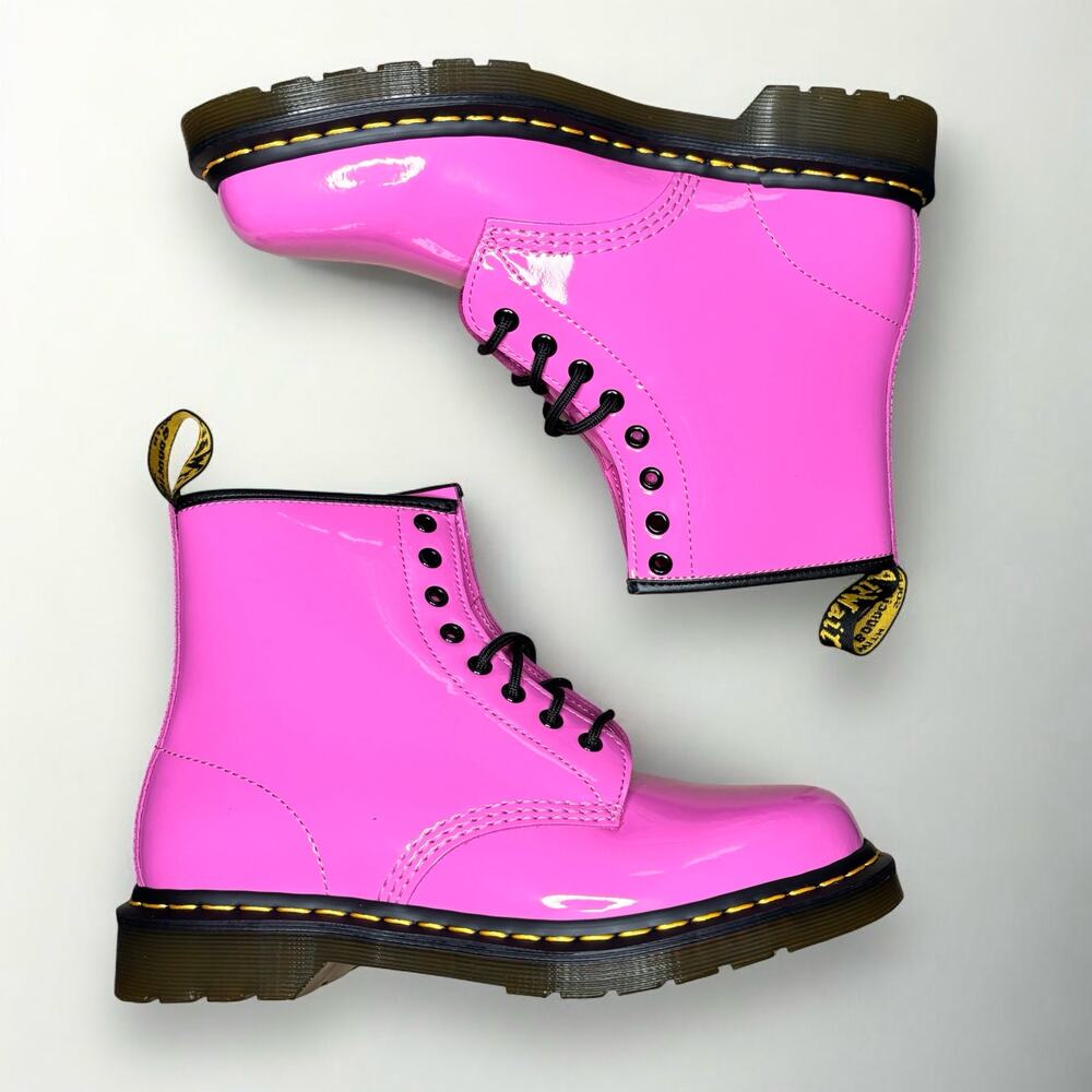NIB - Dr. Martens Unisex 1460 Patent Leather 8 Eye Boot in Thrift Pink - Picture 5 of 8
